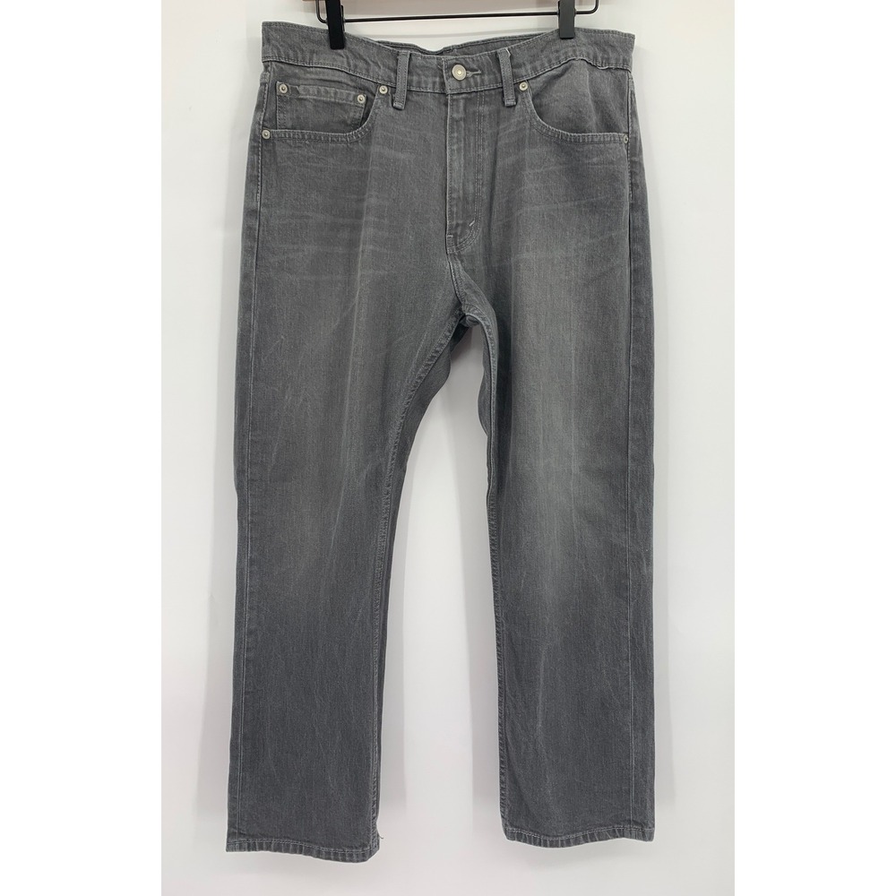Levis 505 Jeans Mens 34x30 Gray Straight Leg Distressed Denim Pants